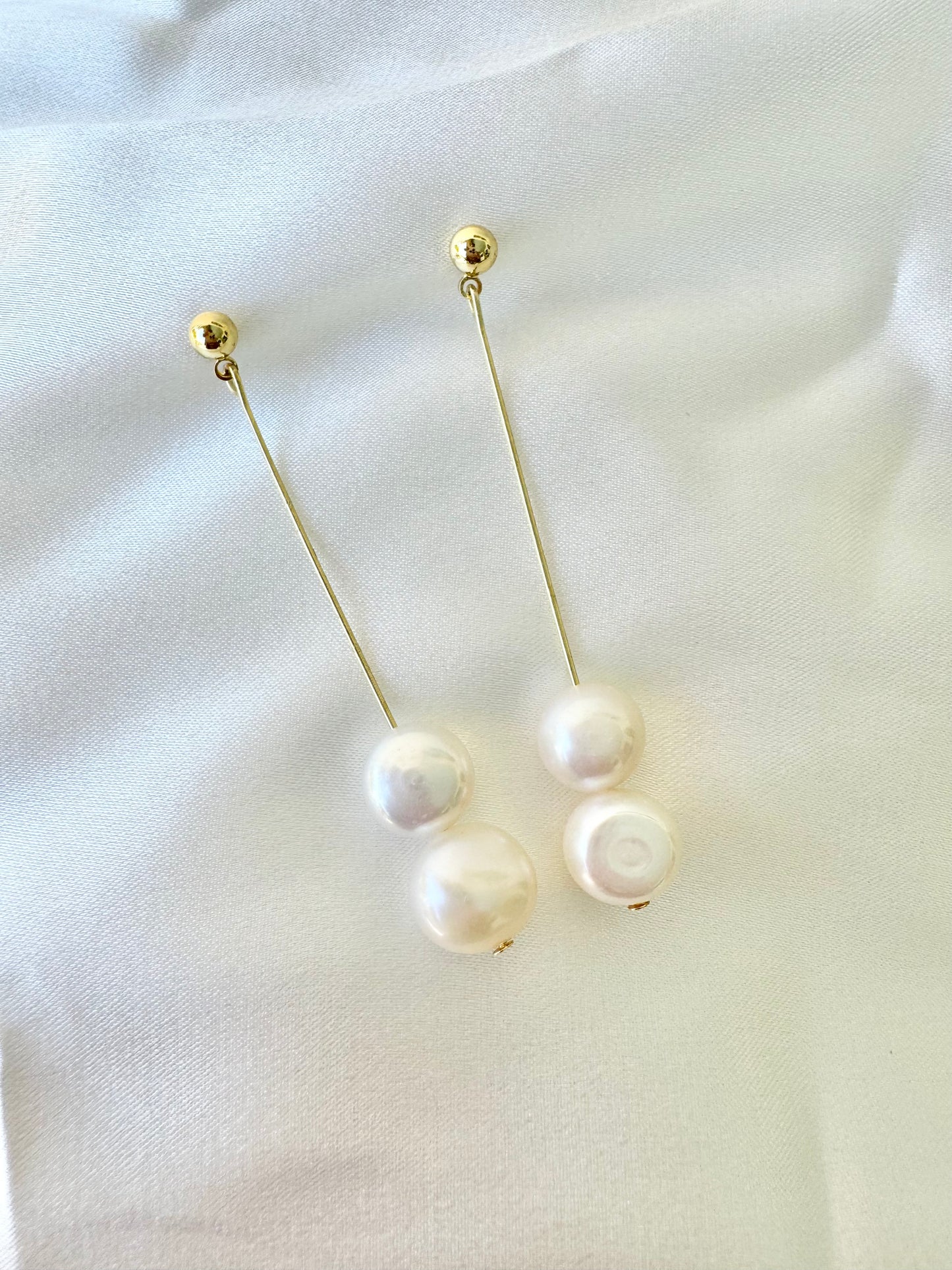 Gold Pearl Wedding Earrings