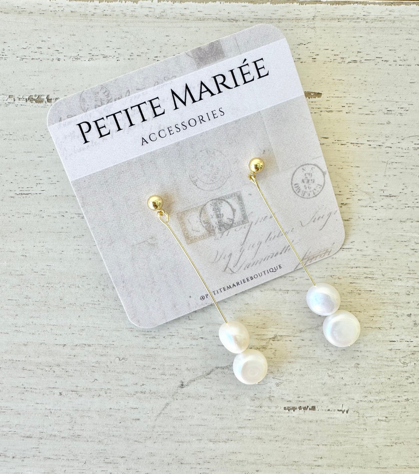 Gold Pearl Wedding Earrings