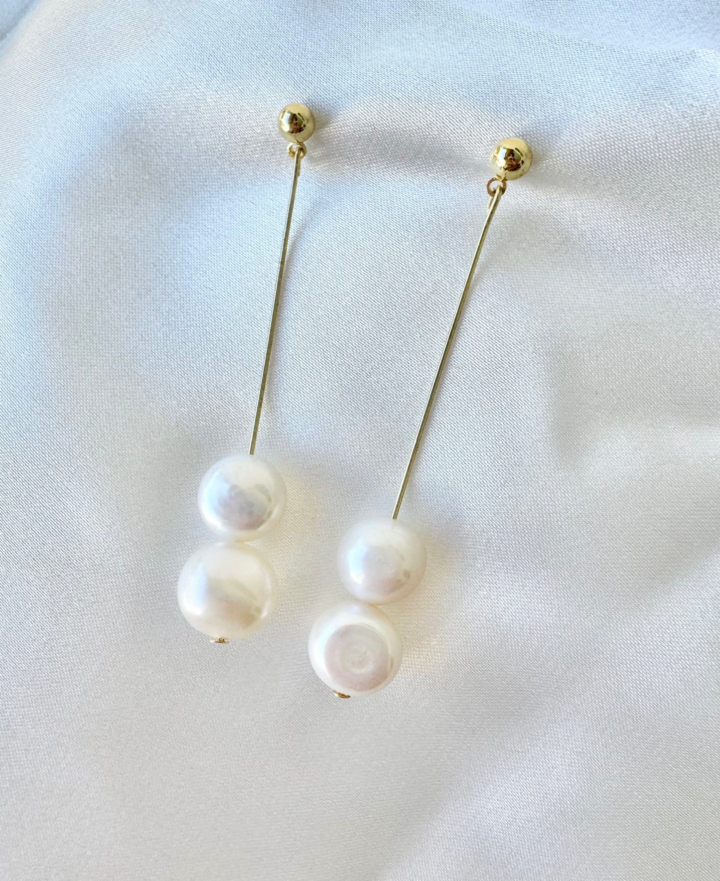 Gold Pearl Wedding Earrings