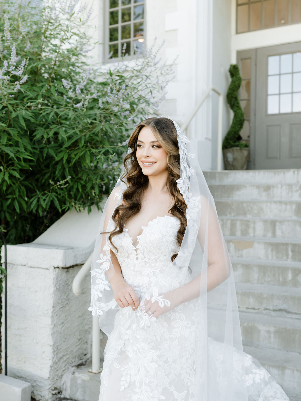 Lace cathedral length wedding veil