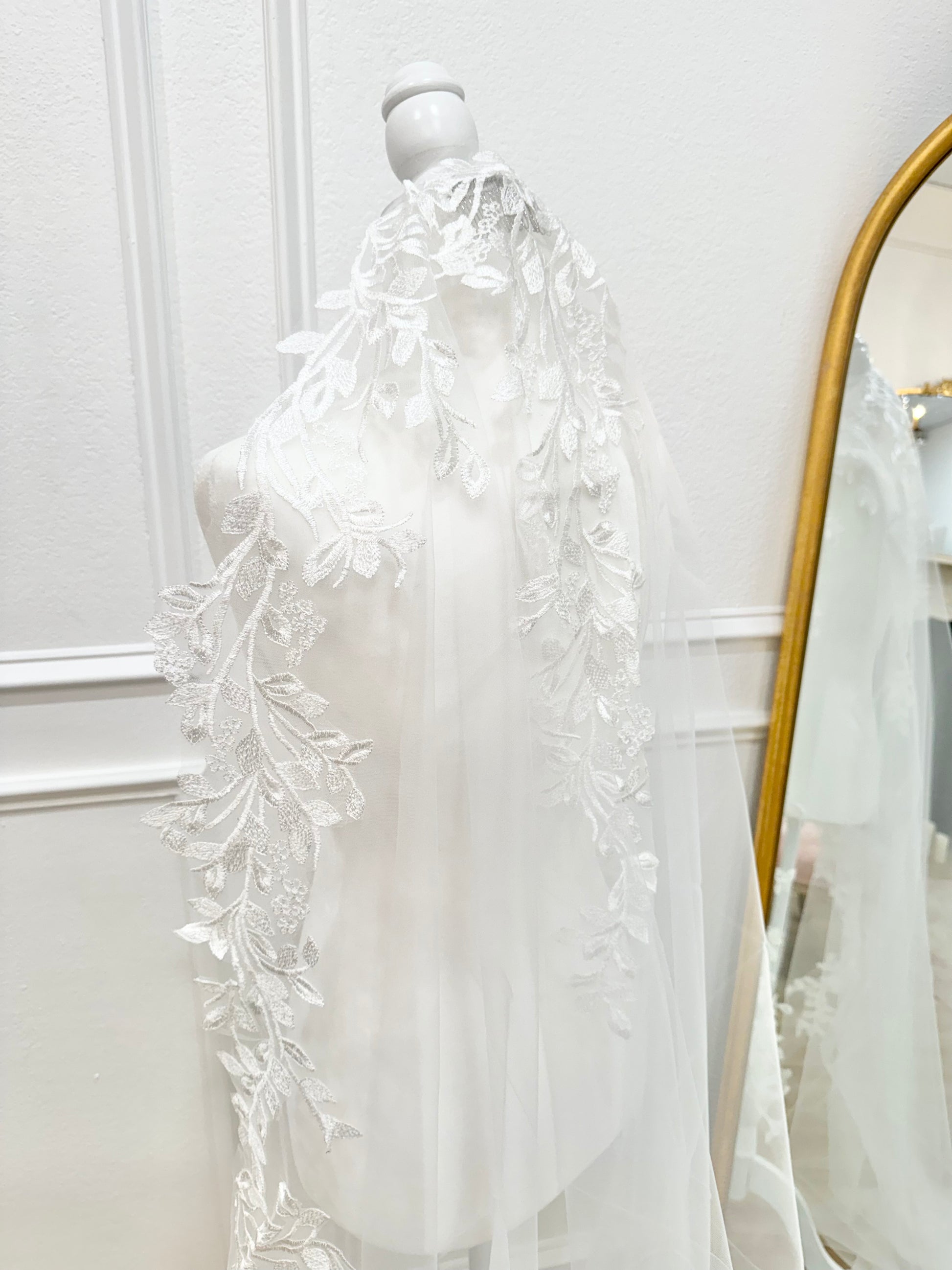 Lace cathedral length wedding veil