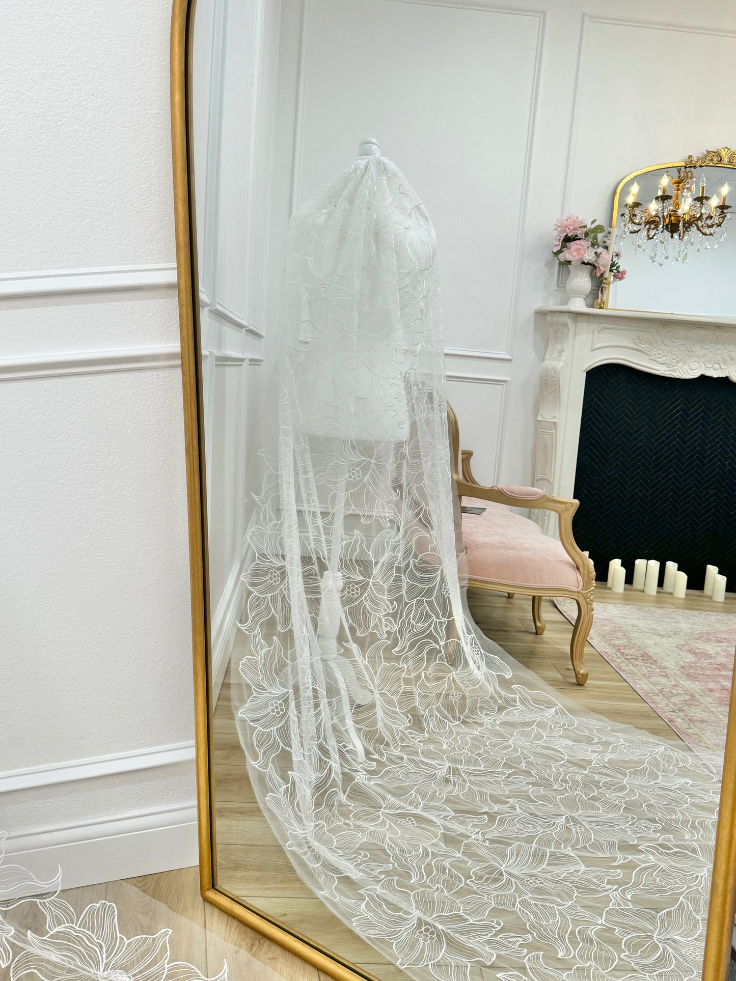 Embroidered floral wedding veil