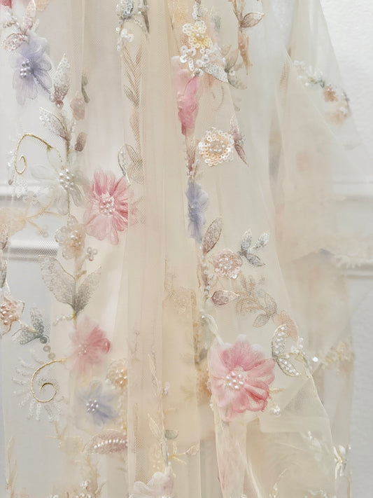 Genevive Pastel Floral Bridal Cape