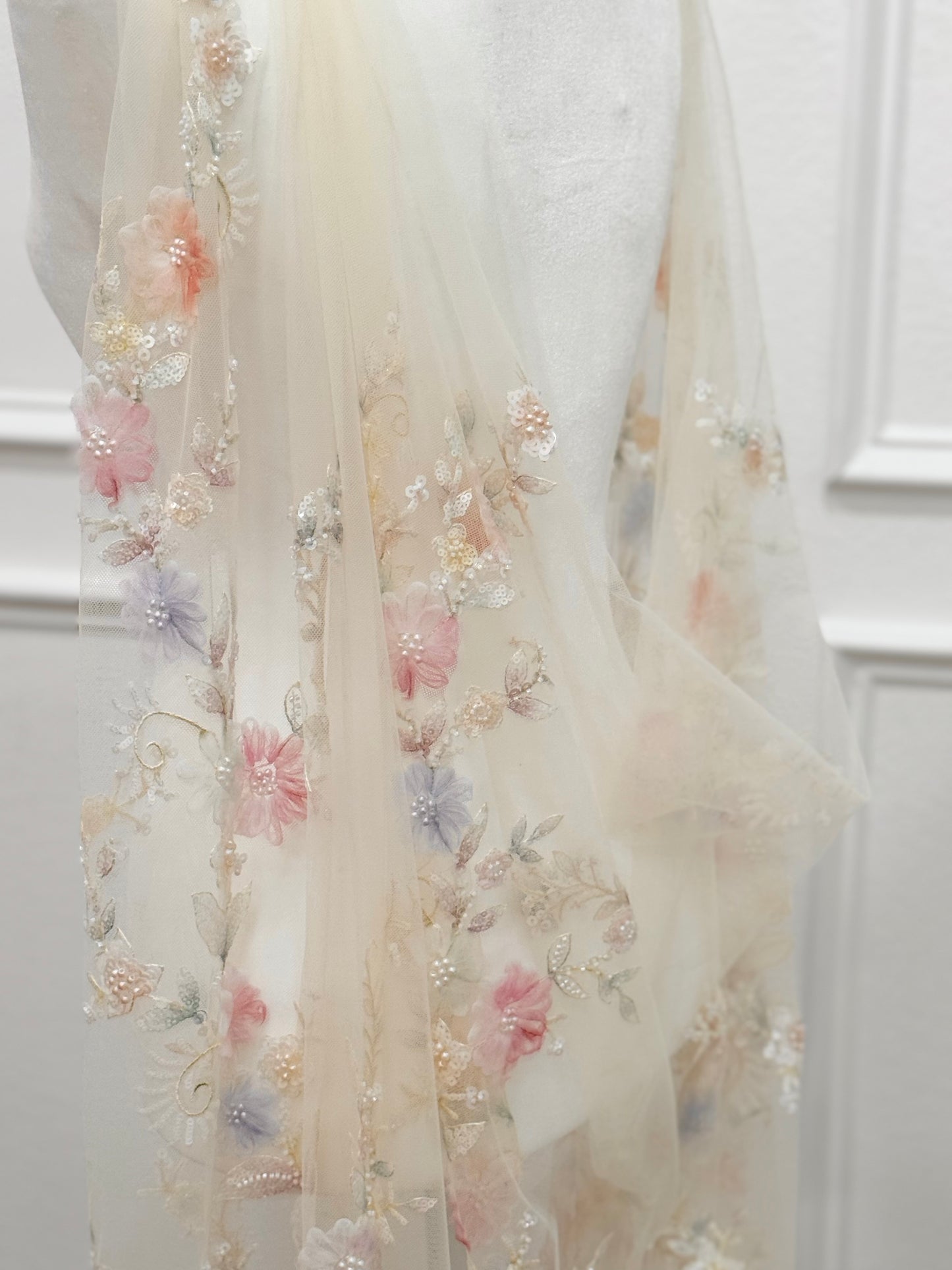 Genevive Pastel Floral Bridal Cape