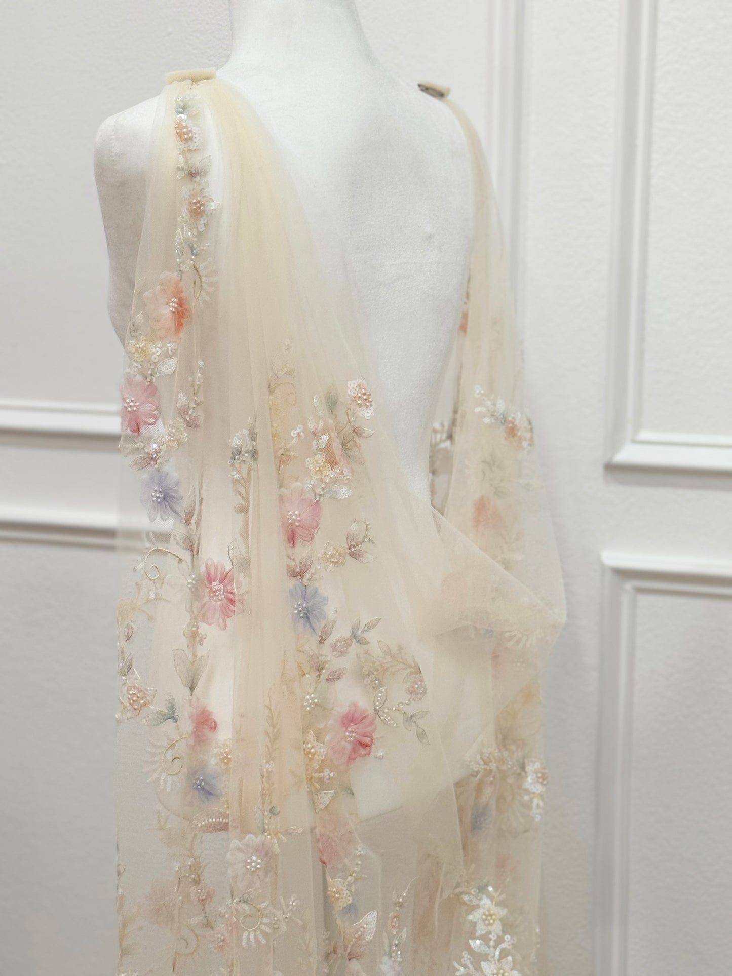 Genevive Pastel Floral Bridal Cape