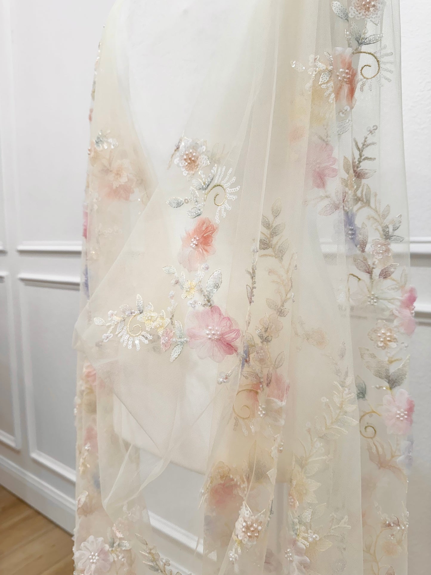 Genevive Pastel Floral Bridal Cape