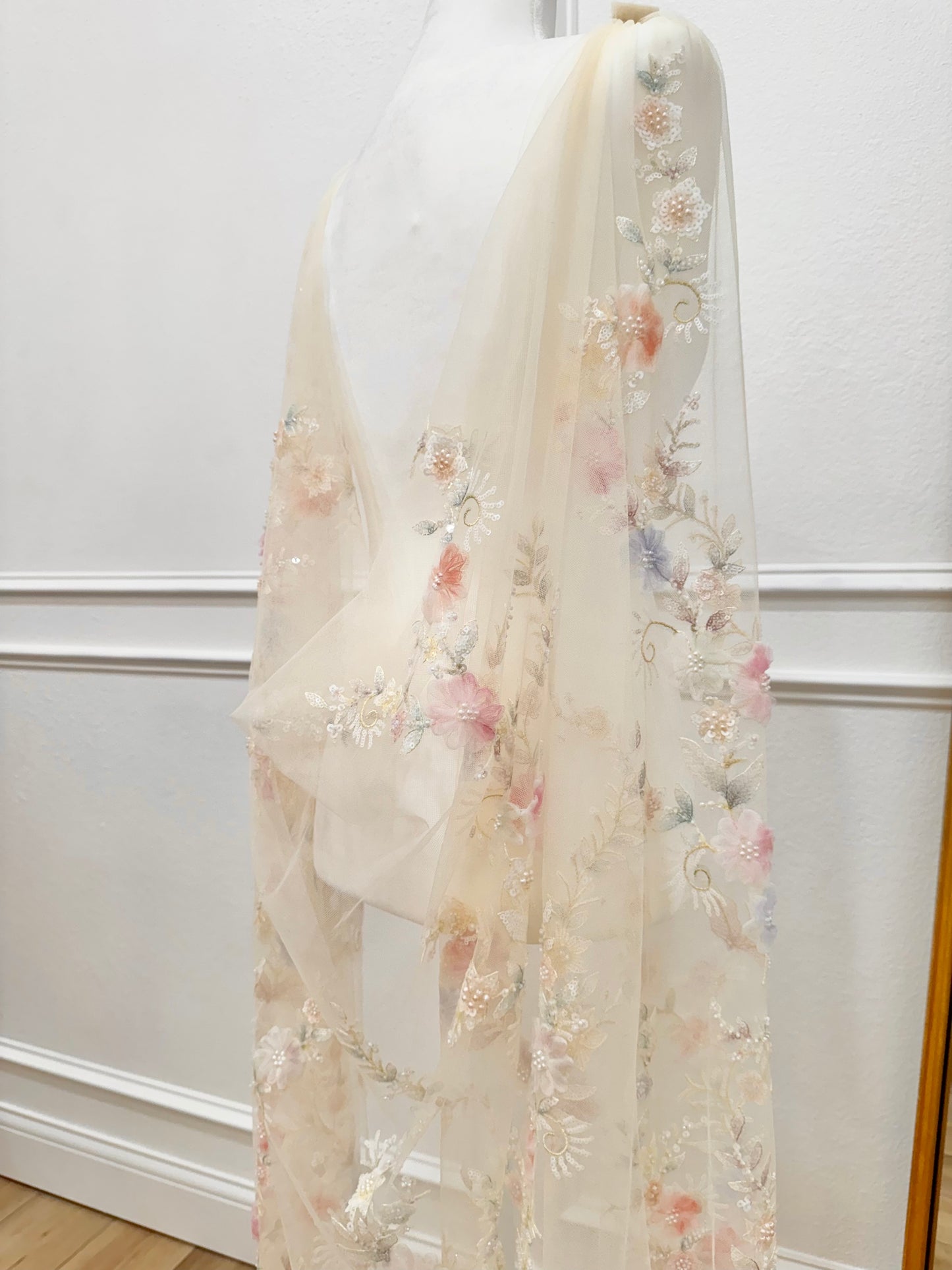 Genevive Pastel Floral Bridal Cape