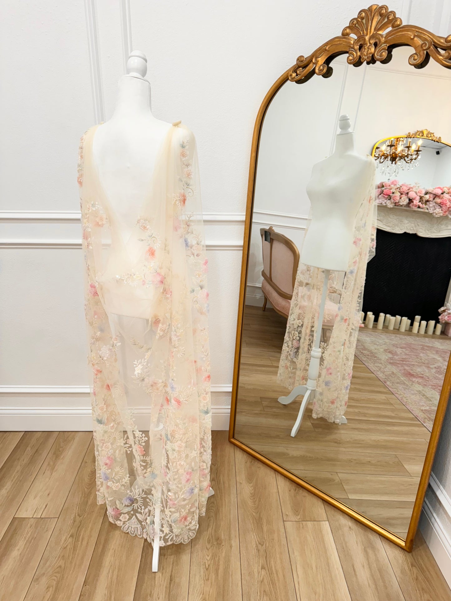 Genevive Pastel Floral Bridal Cape