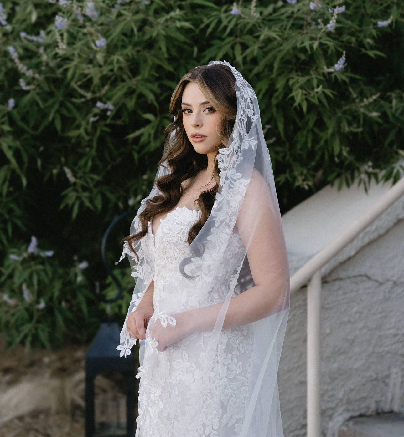 Lace cathedral length veil