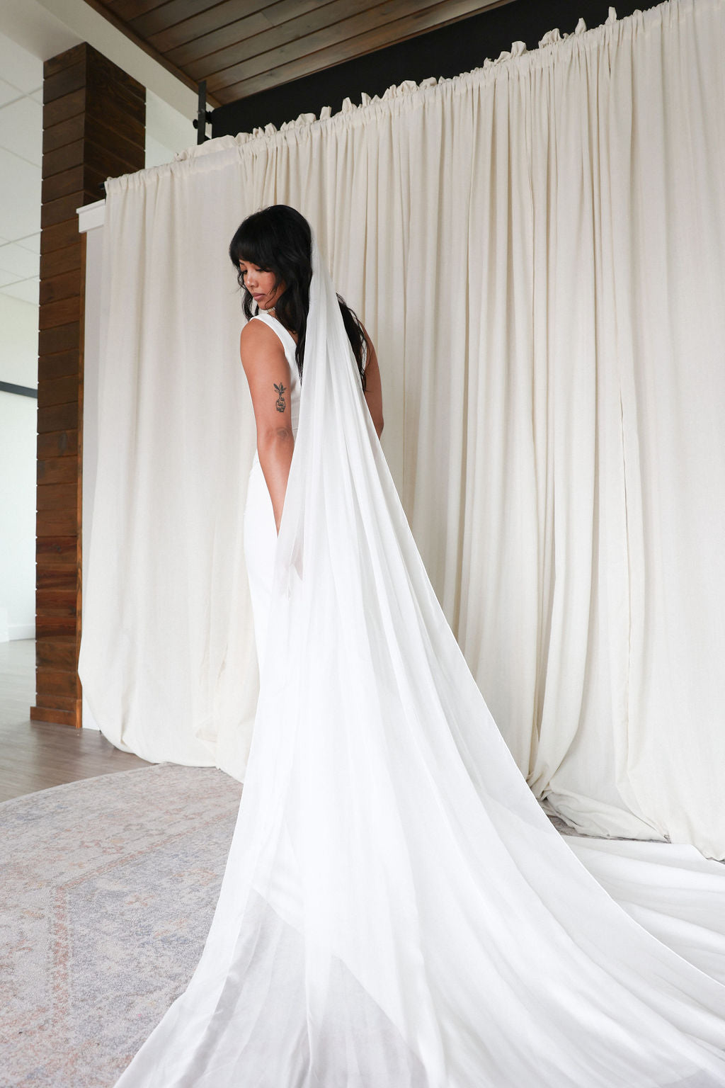 Bride Wearing Chiffon Veil