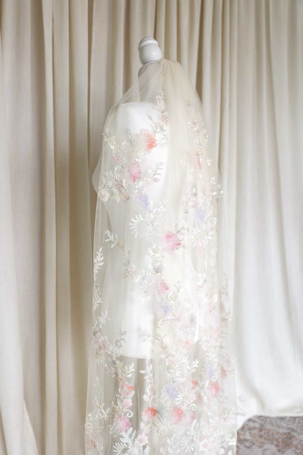 Pastel Floral Wedding Veil