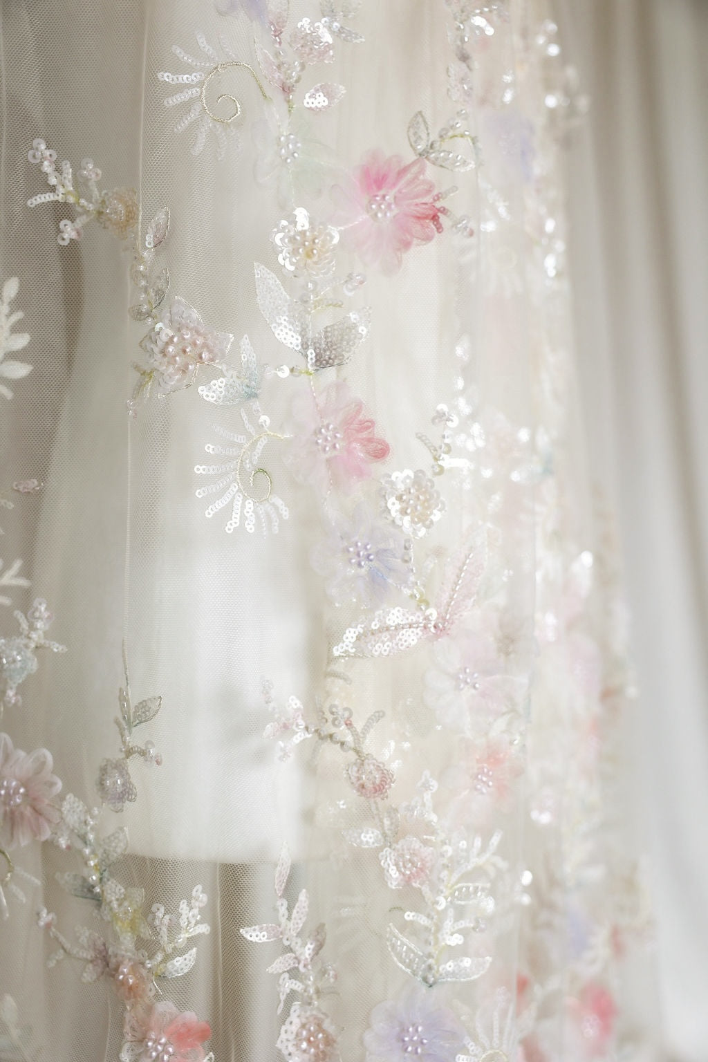 Pastel Floral Wedding Veil